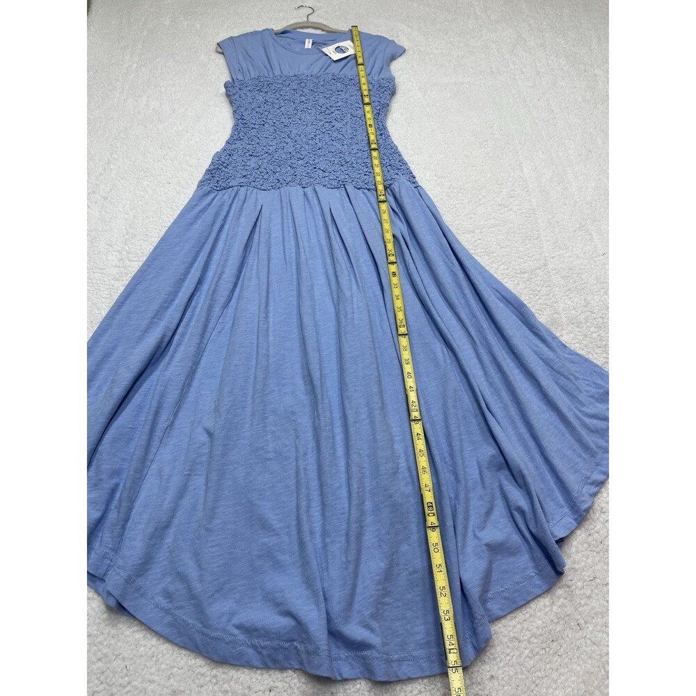 Anthropologie Daily Practice Midi Dress Blue Deep End Smocked Vacay Medium NWT - Picture 4 of 10